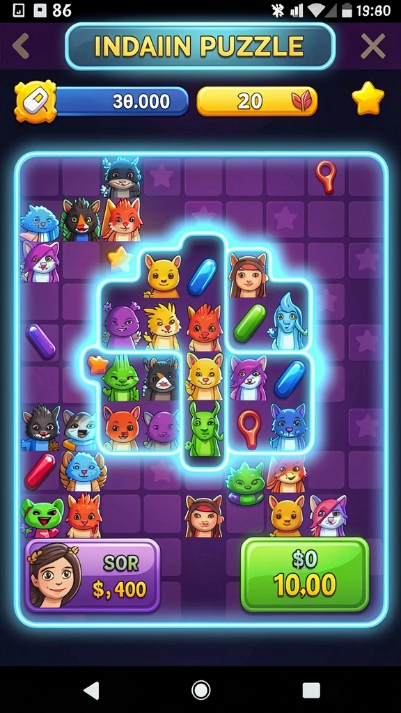 Screenshot karakter dengan desain unik.